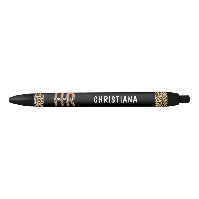 Custom HR Human Resources Leopard Print HR Black Ink Pen (Front)