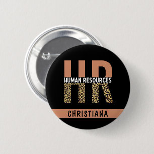 Custom HR Human Resources Leopard Print HR Gifts 2 Inch Round Button