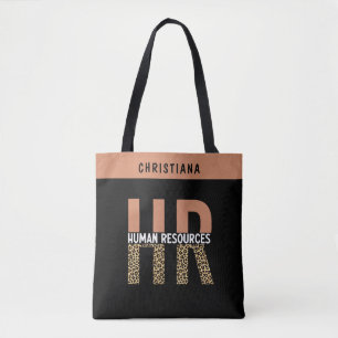 Custom HR Human Resources Leopard Print HR Gifts Tote Bag