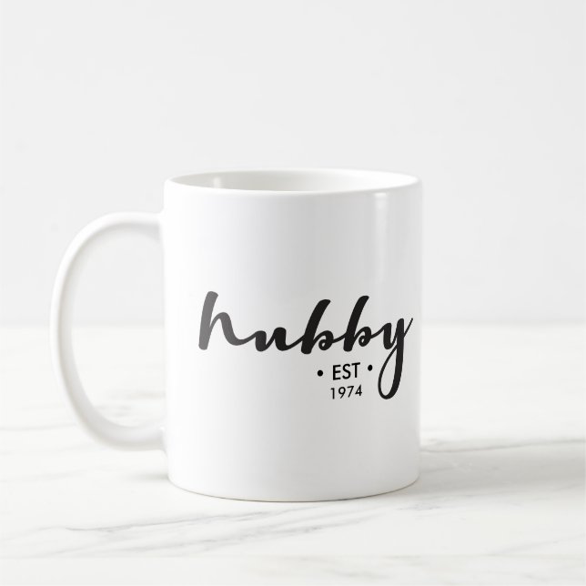 Custom hubby, Established year here, personalized Coffee Mug (Left)