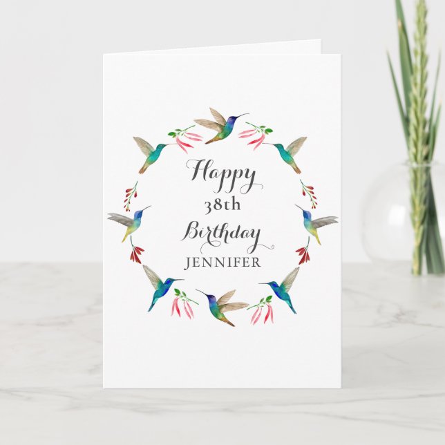 Custom Hummingbird Birthday Card (Front)