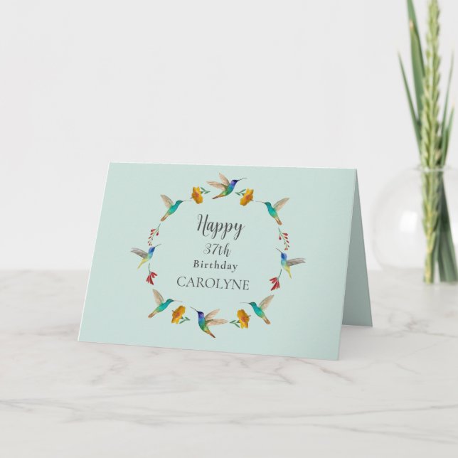 Custom Hummingbird Birthday Card (Front)