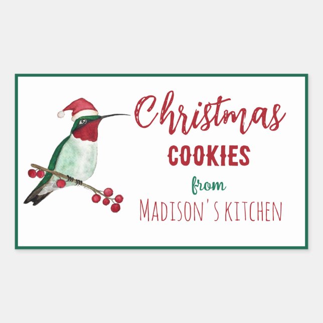 Custom Hummingbird  Christmas Cookies Sticker (Front)