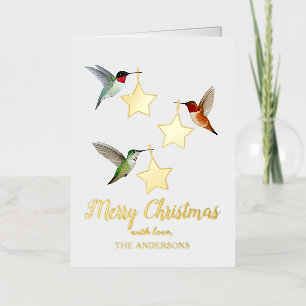 Custom Hummingbird Christmas Foil Holiday Card