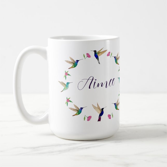 Custom Hummingbird Coffee Mug (Left)