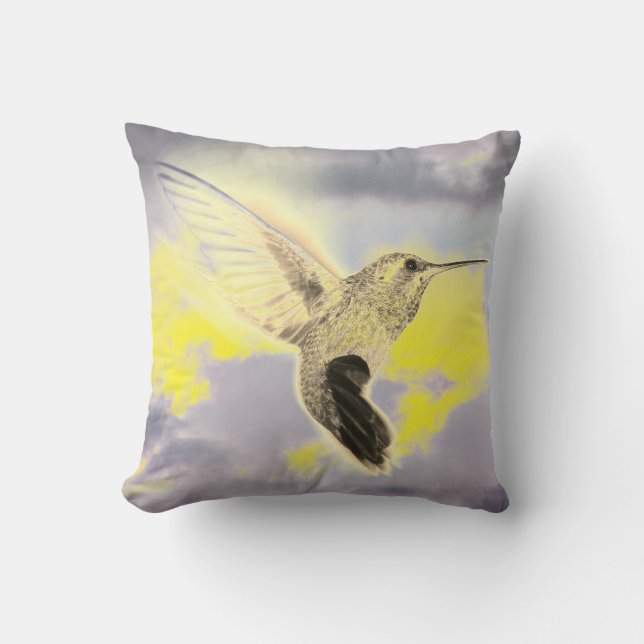CUSTOM HUMMINGBIRD FLYING COTTON Throw Pillow (Front)