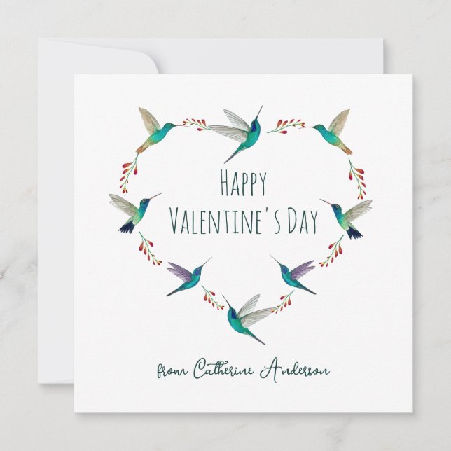 Custom Hummingbird Heart Holiday Card (Front)