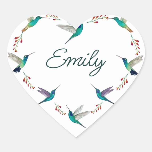 Custom Hummingbird  Heart Sticker (Front)