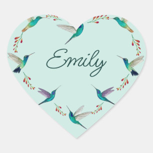 Custom Hummingbird  Heart Sticker