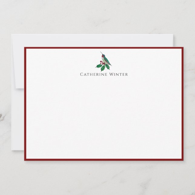 Custom Hummingbird Holidays Note Card (Front)
