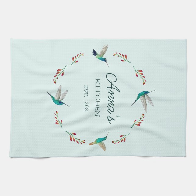 Custom Hummingbird   Kitchen Towel (Horizontal)
