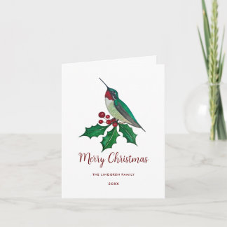 Custom Hummingbird Merry Christmas Holiday Card