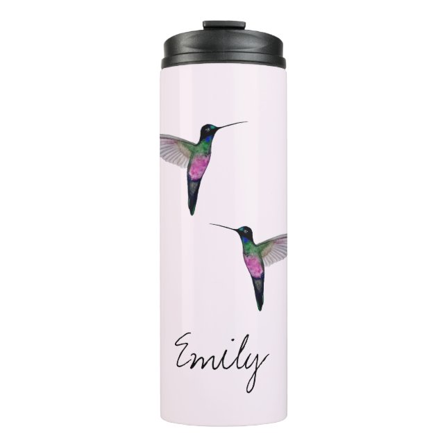 Custom Hummingbird Pink Thermal Tumbler (Front)