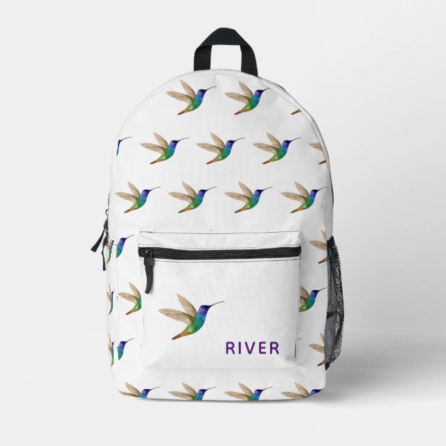 Custom Hummingbird Printed Backpack (Front)