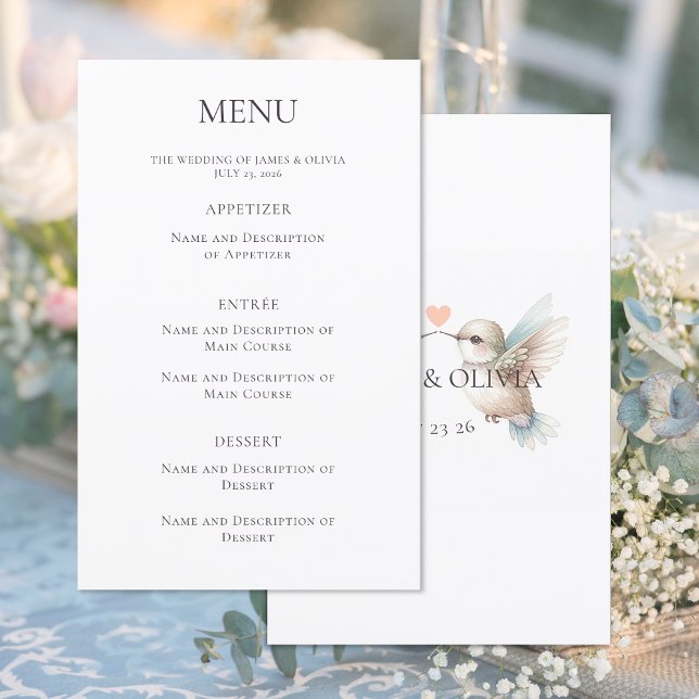 Custom Hummingbird Wedding Menu (Creator Uploaded)