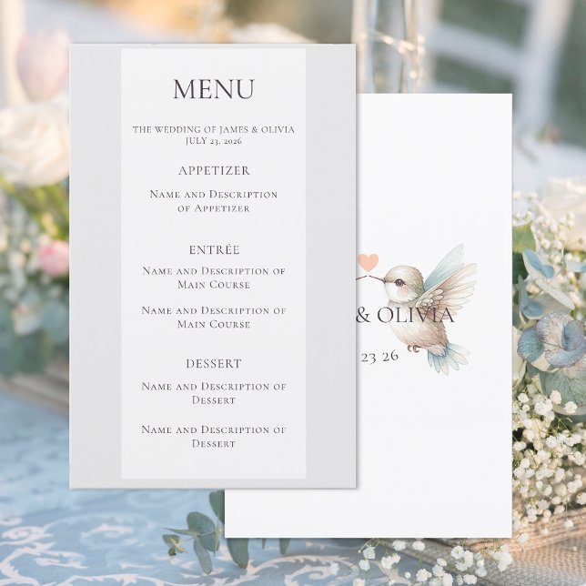 Custom Hummingbird Wedding Menu (Creator Uploaded)