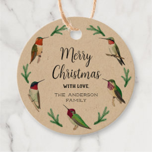 Custom Hummingbirds Christmas Favour Tags