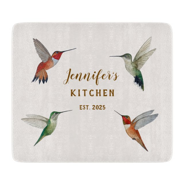 Custom Hummingbirds  Cutting Board (Front)