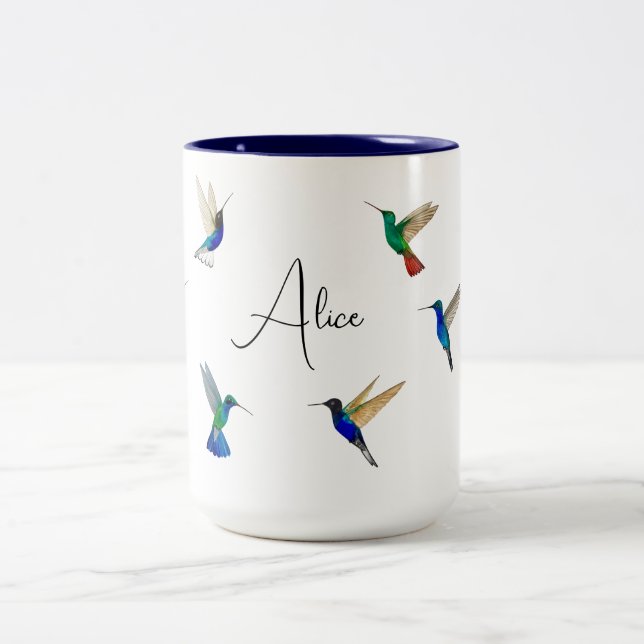 Custom Hummingbirds Two-Tone Coffee Mug (Center)