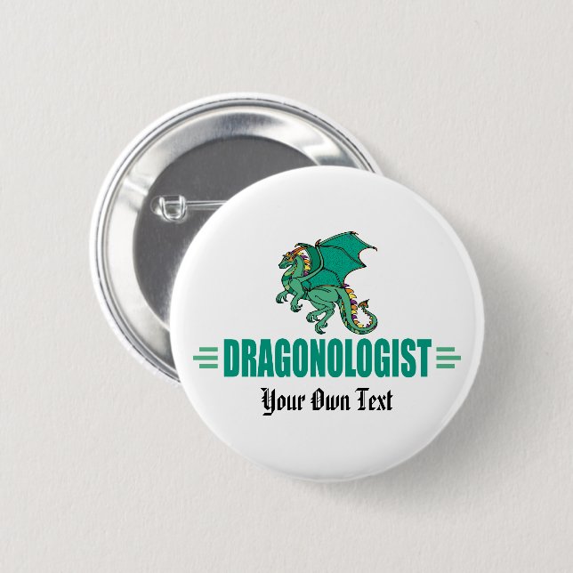 Custom Humourous Green Dragon 2 Inch Round Button (Front & Back)