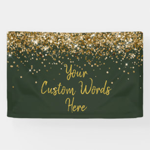 Custom Hunter Green Gold Birthday Party Photobooth Banner