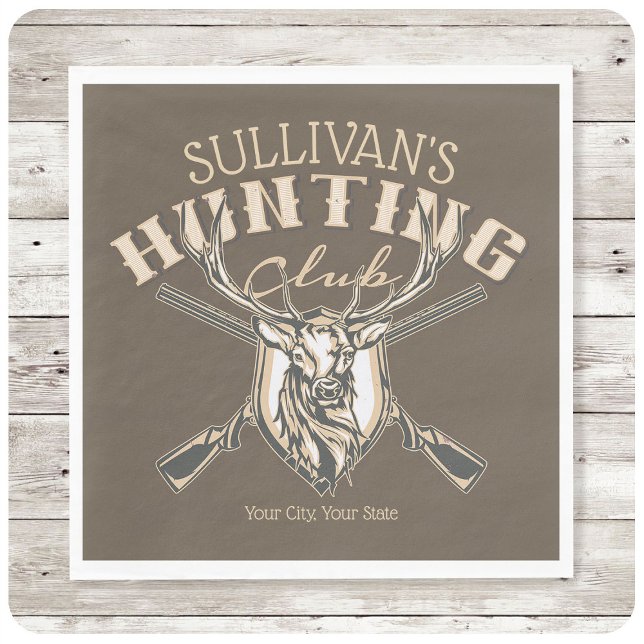 Custom Hunter NAME Deer Trophy Rifle Hunting Club Napkin (Creator Uploaded)