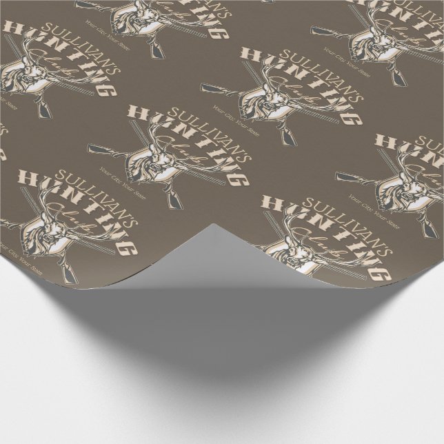 Custom Hunter NAME Deer Trophy Rifle Hunting Club Wrapping Paper (Corner)