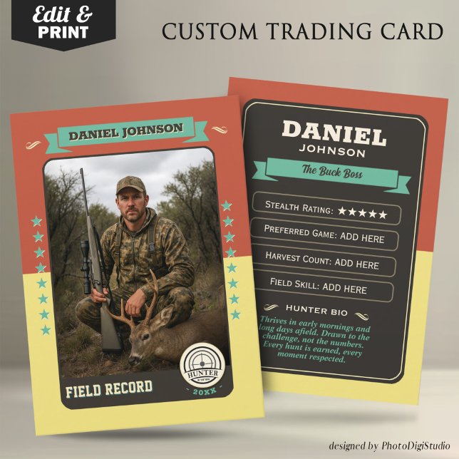 Custom Hunter Trading Card, Hunting Gifts Hunter  Calling Card (Custom Hunter Trading Card, Hunting Gifts Hunter Card)