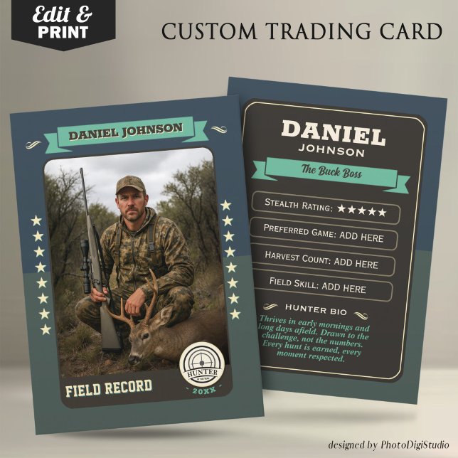 Custom Hunter Trading Card, Hunting Gifts Hunter Calling Card (Custom Hunter Trading Card, Hunting Gifts Hunter Card)