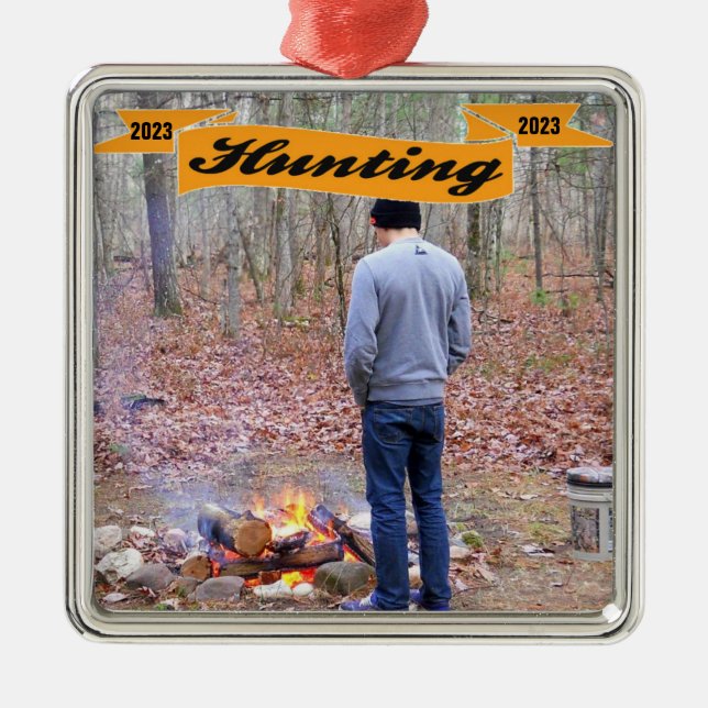 CUSTOM Hunting Photo Template Metal Ornament (Front)