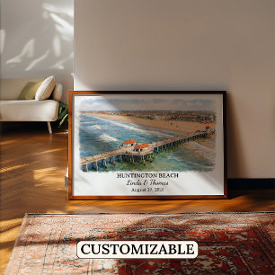 Custom Huntington Beach Wall Art, California Poste Poster