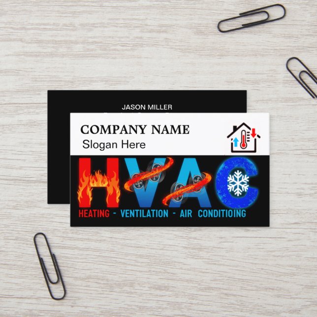 Custom HVAC Business Card with Company Logo slog 4 (Front/Back In Situ)