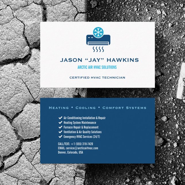 Custom HVAC  Heating Air Conditioning Cooling Business Card (Personalize with your business card details)