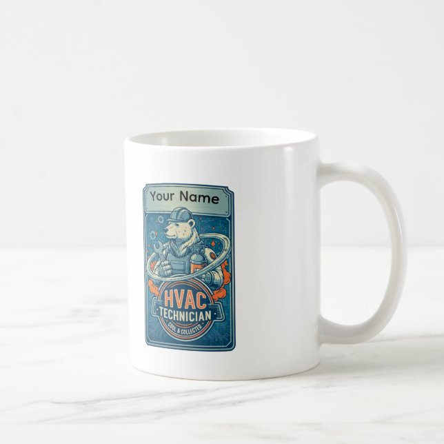 Custom HVAC Technician Cool Polar Bear Mug (Droite)