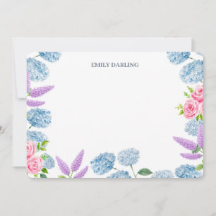 Custom Hydrangea Flower Garden Painting Stationary Thank You Card