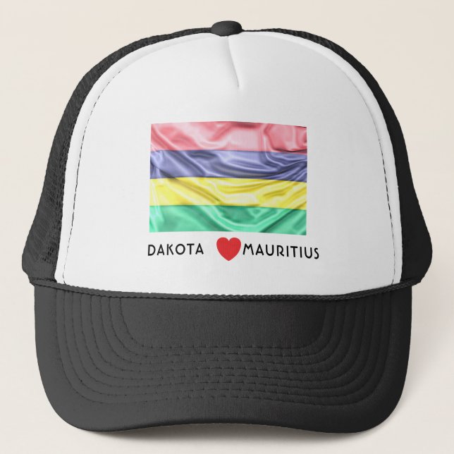 Custom I Heart Flag of Mauritius Trucker Hat (Front)