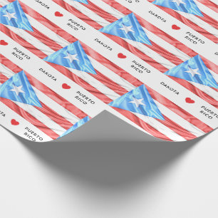 Custom I Heart Flag of Puerto Rico Wrapping Paper