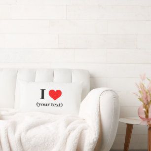 CUSTOM! I Heart Lumbar Pillow 13" x 21" Cotton