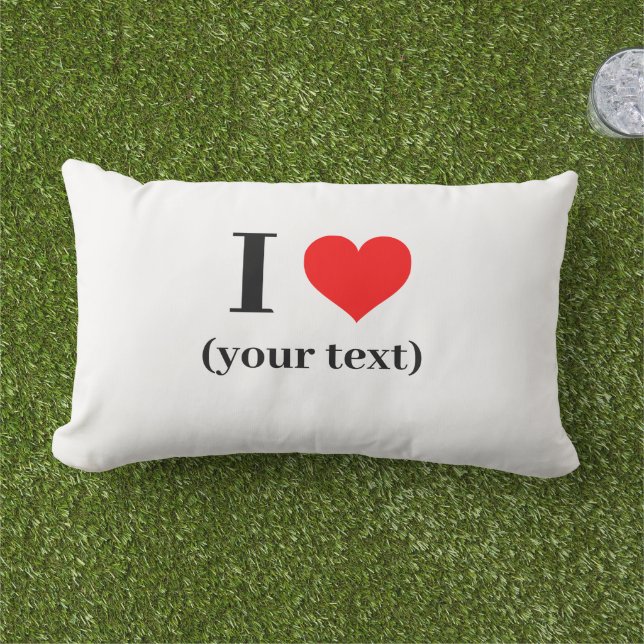 CUSTOM! I Heart Lumbar Pillow 13" x 21" Outdoor (Grass)