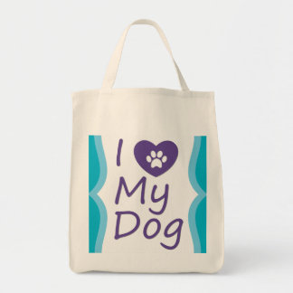 Custom "I Heart My Dog" Grocery Tote Bag