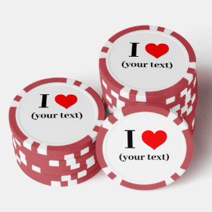 CUSTOM! I Heart Poker Chips - Red