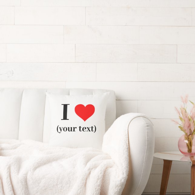 CUSTOM! I Heart Throw Pillow 16" x 16" Cotton (Couch)