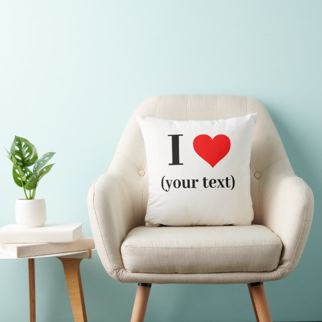 CUSTOM! I Heart Throw Pillow 16" x 16" Polyester (Chair)