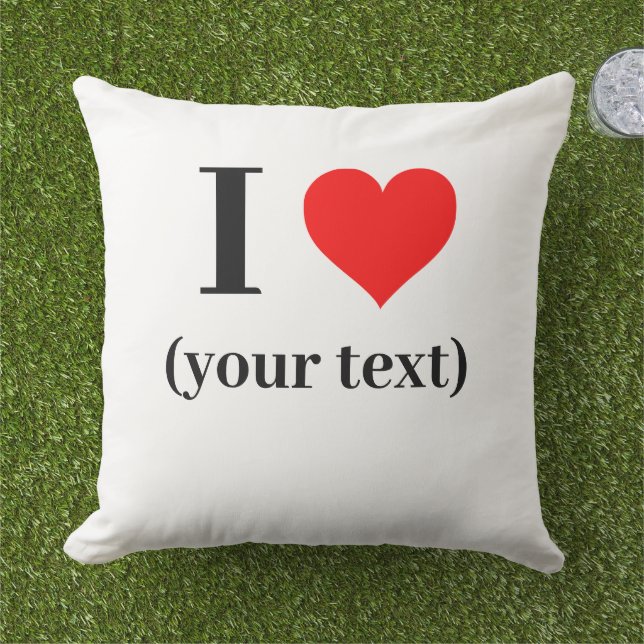 CUSTOM! I Heart Throw Pillow 20" x 20" Outdoor (Grass)