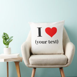 CUSTOM! I Heart Throw Pillow 20" x 20" Polyester