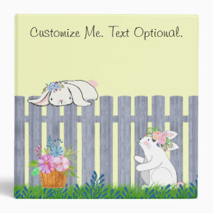 Custom I Love Bunnies Rabbits Watercolor Flowers Binder