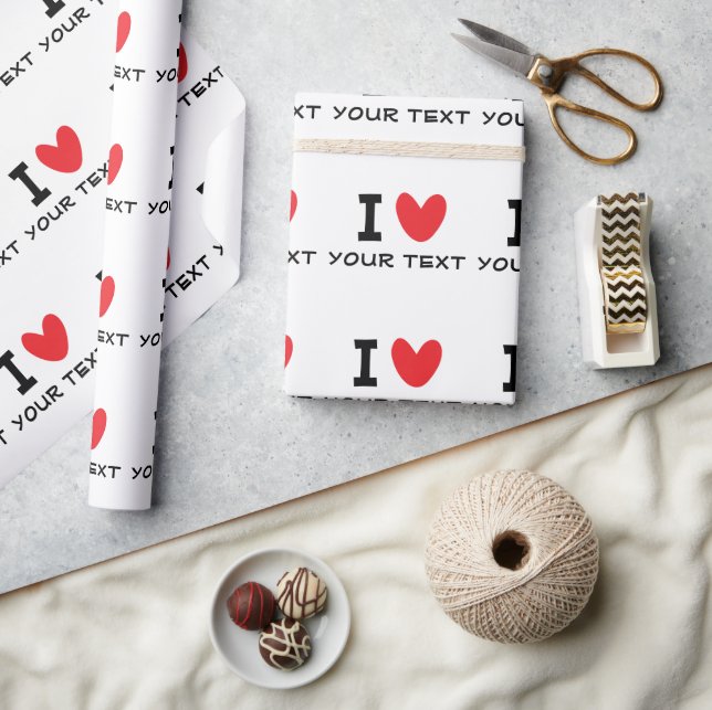 Custom I LOVE - I HEART template personalized Wrapping Paper (Crafts)