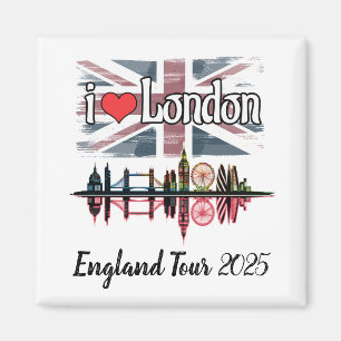 Custom I Love London Skyline Union Jack Souvenir Magnet