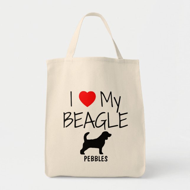 Custom I Love My Beagle Tote Bag (Front)