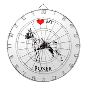 Custom I Love My Boxer Dog Heart Dartboard